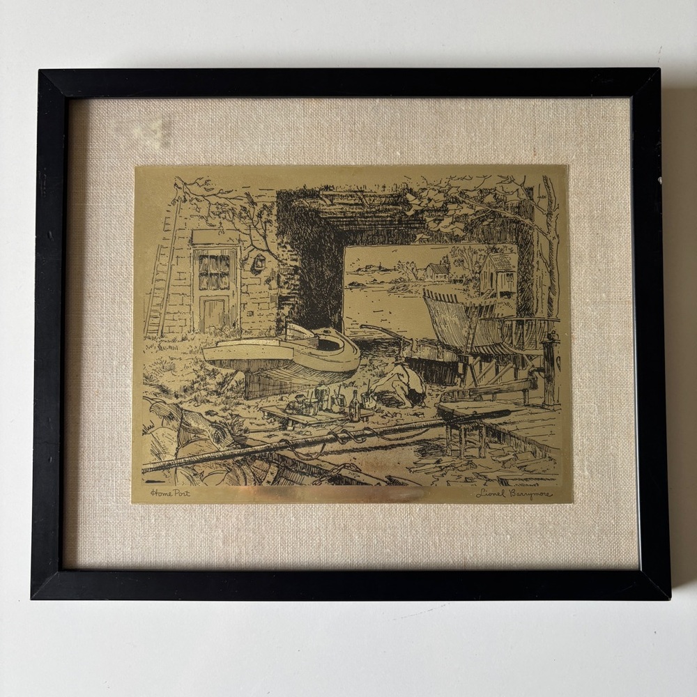 Lionel Barrymore Gold Foil Etching Art Prints-Home Port